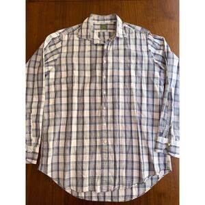 Sid Mashburn Men's Pink, Blue, and Tan Plaid Sport Shirt Size L
